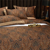 Vintage Egyptian Cotton Brown Chocolate Boho Duvet Cover Set | Yedwo Home